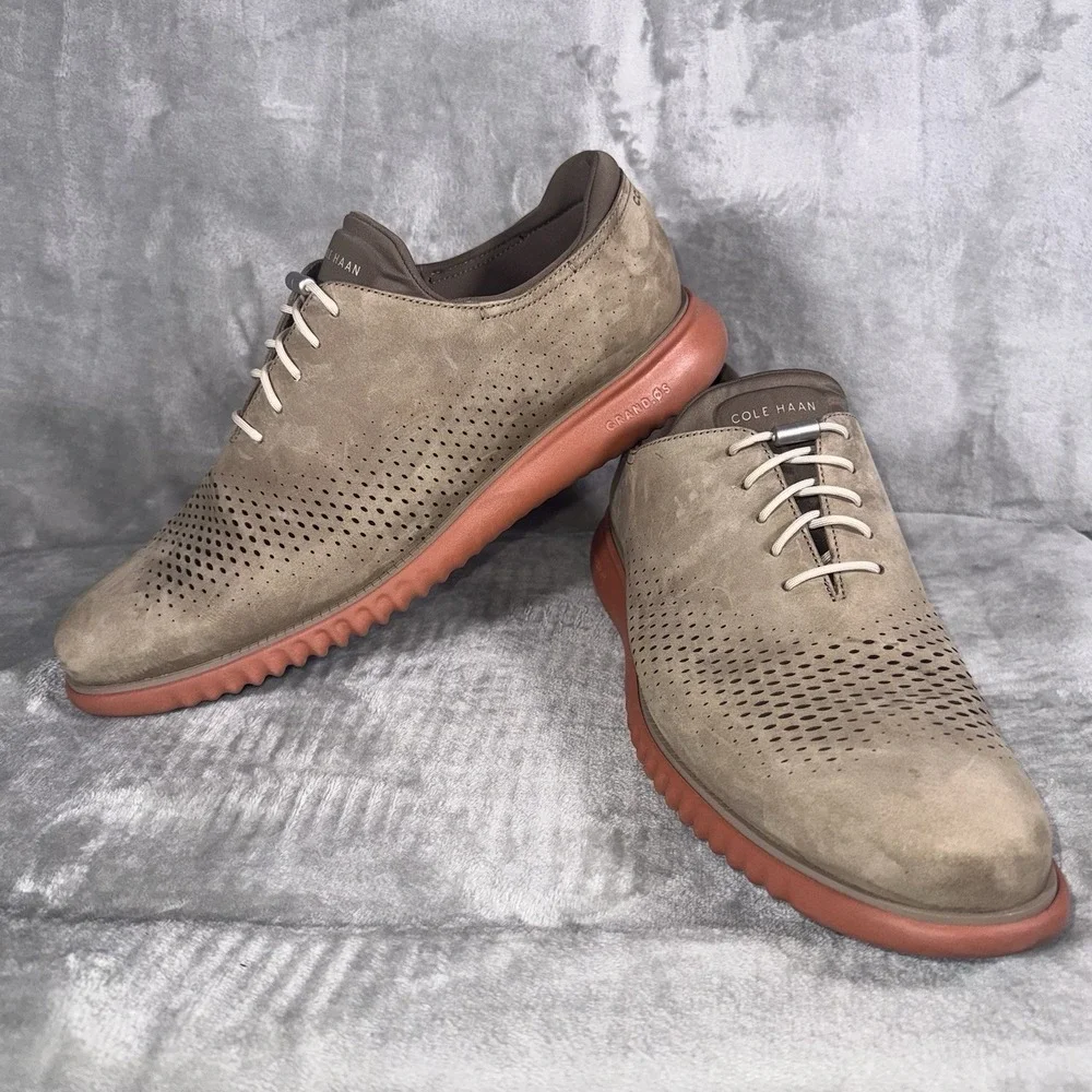 Cole Haan 2.Zerogrand Laser‎ Wingtip Oxford Shoes Mens 13M Brown Suede C37984